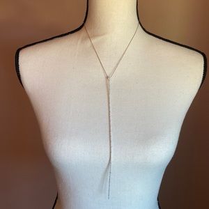 Icy Sterling Silver 925 Dainty Deep Plunge Crystal Rhinestone Necklace